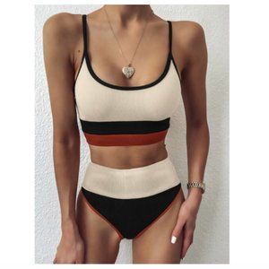 Multicolored High Waisted Bikini Swimsuit